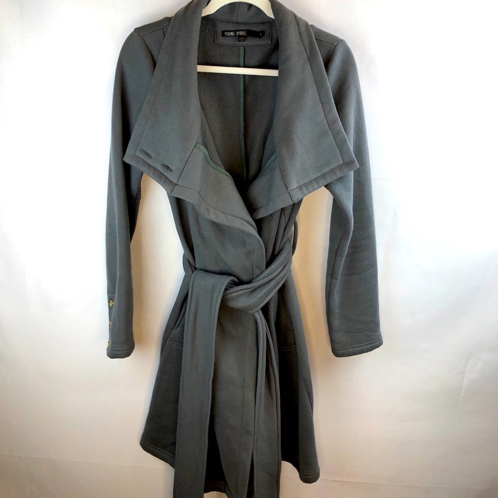 Young Byrds Sz S M Grey sweatshirt wrap coat